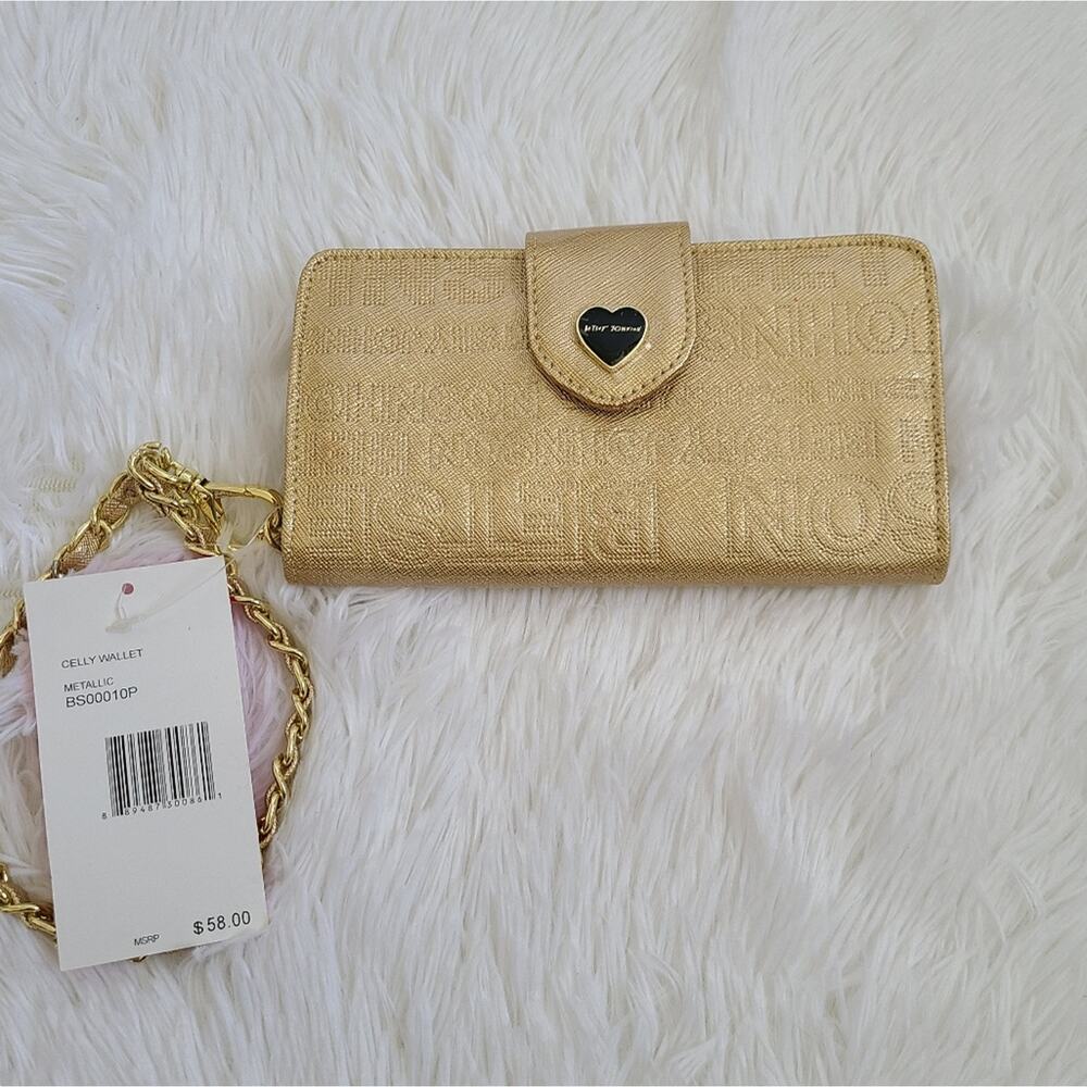 NWT Betsey Johnson Gold And Black Heart Wallet - Picture 11 of 12